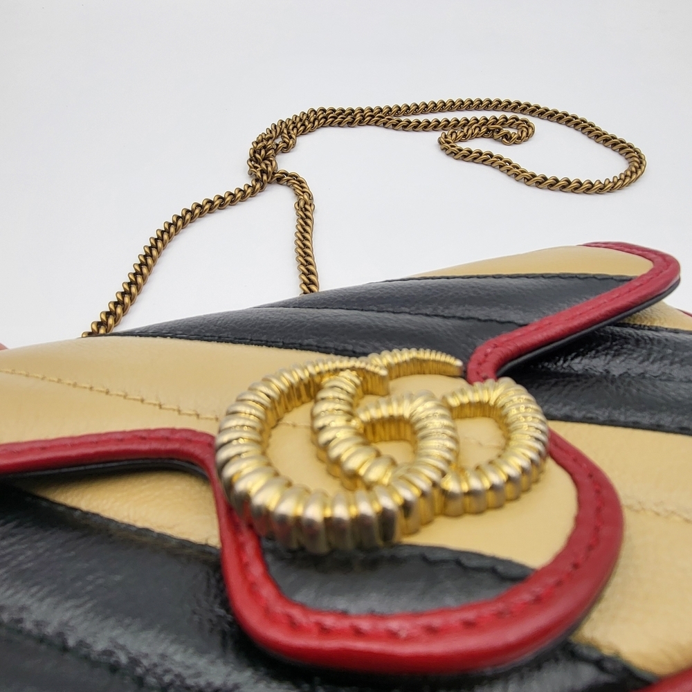 Gucci Tricolor Matelassé Leather Mini GG Marmont Torchon Crossbody Bag Authentic - Picture 7 of 17